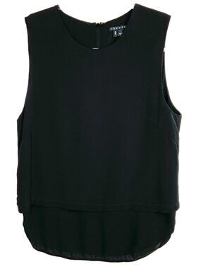 Theory Black Layered Silk Sleeveless Top Medium